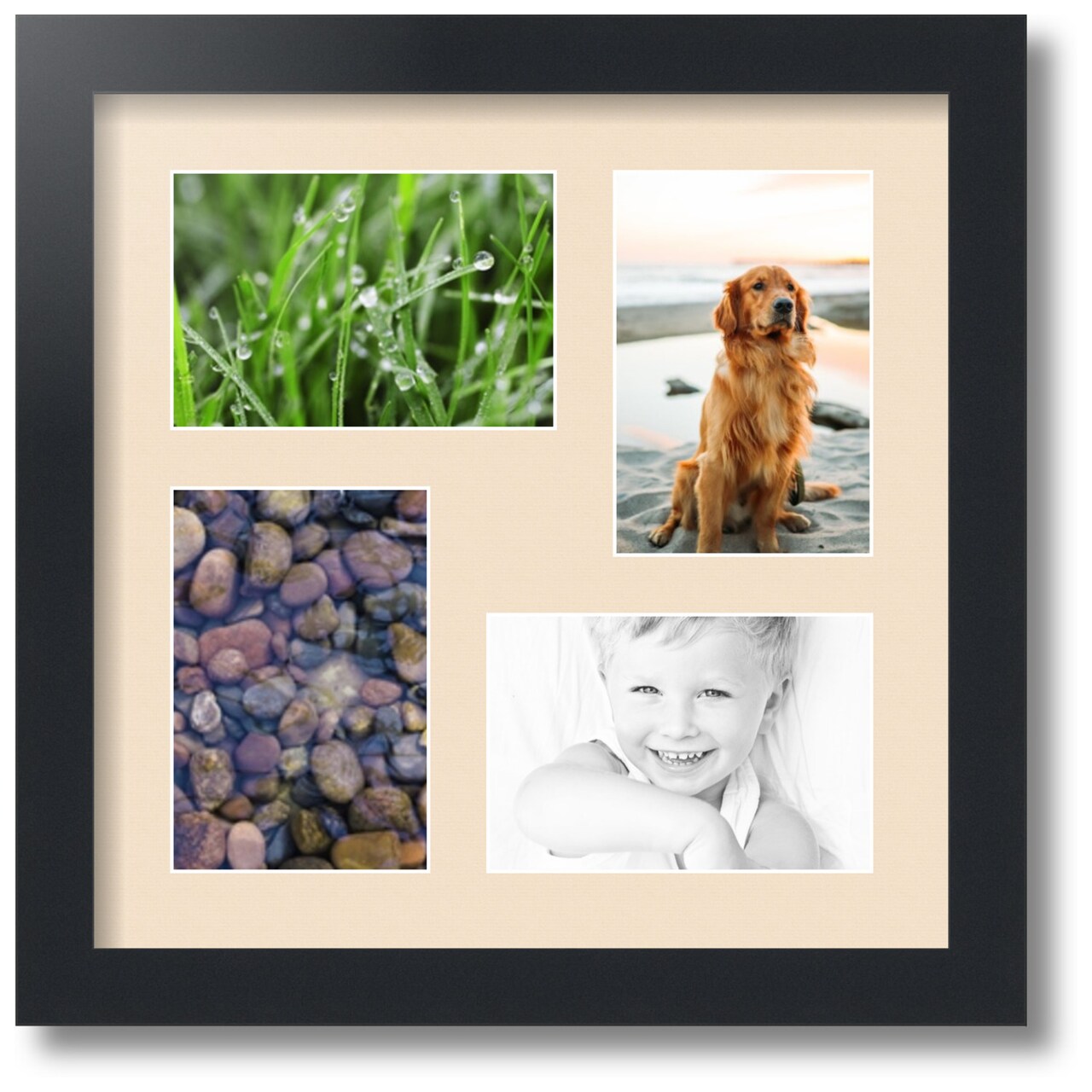 ArtToFrames Collage Photo Picture Frame with 4 - 4x6 inch Openings, Framed in Black with Over 62 Mat Color Options and Regular Glass (CSM-3926-178)